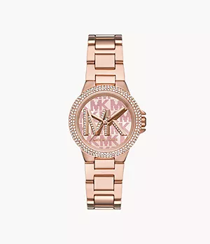 Michael Kors Camille Three-Hand Rose Gold-Tone Stainless Steel Watch