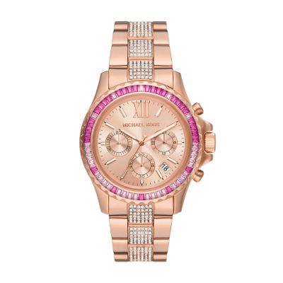 Pink and gold michael kors online watch