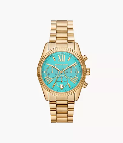 Michael Kors gold tone and turquoise ring size 6