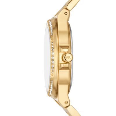 Michael Kors Lennox Three-Hand Gold-Tone Stainless Steel Watch 