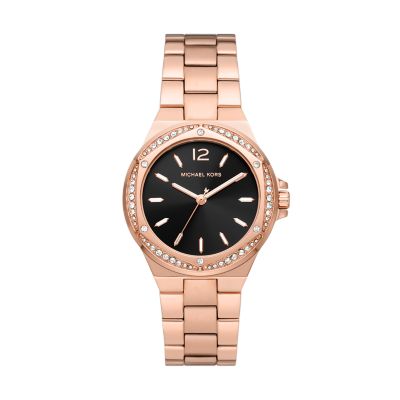 Black and rose gold michael kors watch women's best sale