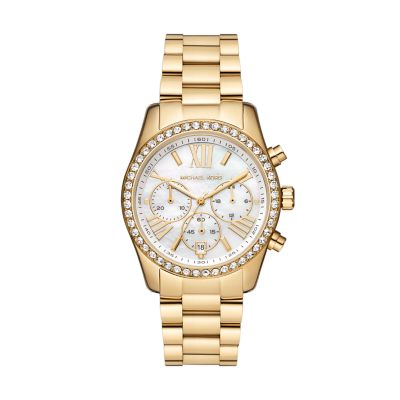 Michael Kors Women's Lexington Lux Chronograph Gold-Tone Stainless Steel Watch - Gold