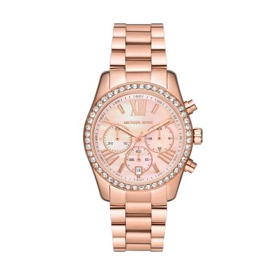 Michael Kors Women's Lexington Lux Chronograph Rose Gold-Tone Stainless Steel Watch - Rose Gold