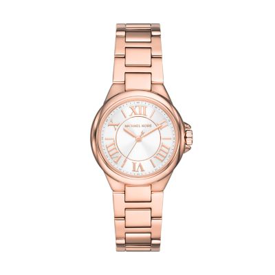 Michael Kors Camille Three-Hand Rose Gold-Tone Stainless Steel Watch