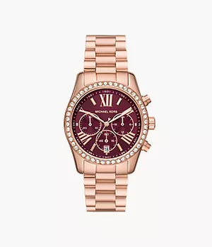 Michael Kors Lexington Lux Chronograph Rose Gold-Tone Stainless Steel Watch