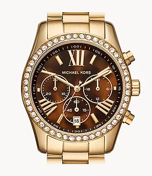 Michael Kors Lexington Lux Chronograph Gold-Tone Stainless Steel Watch