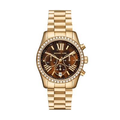 Michael Kors Lexington Lux Chronograph Gold-Tone Stainless Steel Watch