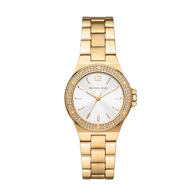 Michael Kors Mini-Lennox Three-Hand Gold-Tone Stainless Steel Watch