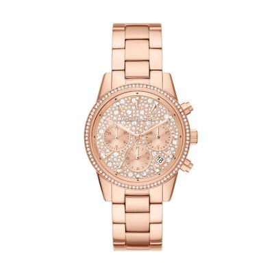 Michael Kors Ritz Chronograph Rose Gold Tone Stainless Steel Watch