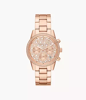 Michael Kors Ritz Chronograph Rose Gold-Tone Stainless Steel Watch
