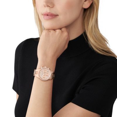 Michael kors pave shop rose gold watch