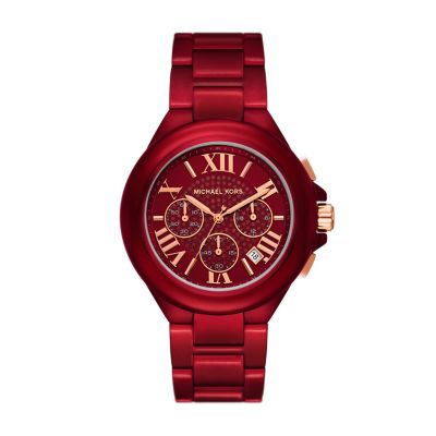Michael Kors Camille Chronograph Red Coated Stainless Steel Watch - MK7304  - Watch Station