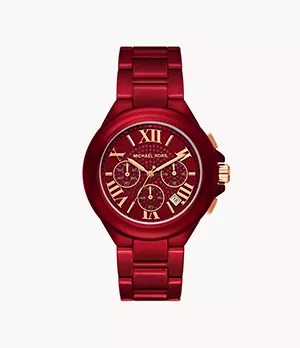 Michael Kors Camille Chronograph Red Coated Stainless Steel Watch