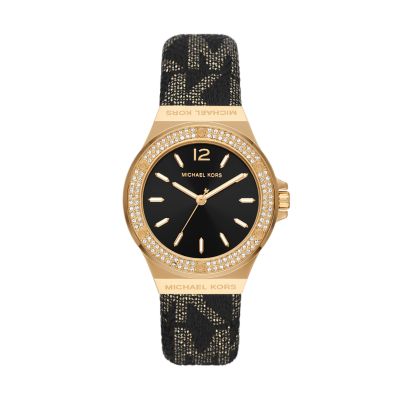 Michael Kors Lennox Three-Hand Black Metallic PVC Watch - MK7307