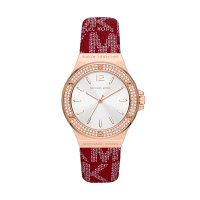 Michael Kors Lennox Three-Hand Red PVC Watch