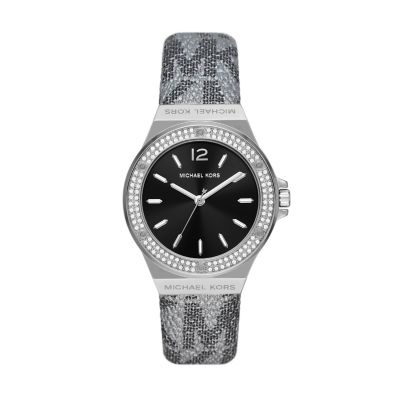 Michael Kors Lennox Three-Hand Silver Metallic PVC Watch