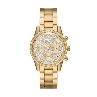 Gold and white michael best sale kors watch