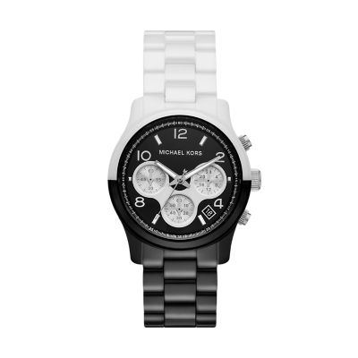 Michael Kors Runway Chronograph Black and White Ceramic Watch - MK7330 -  Watch Station