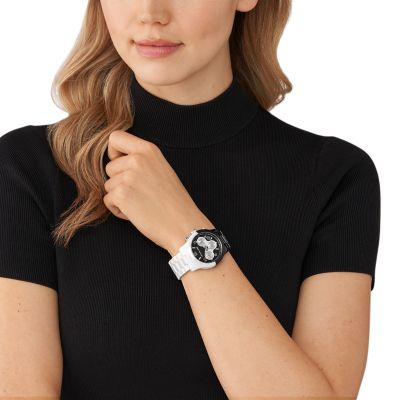 Michael Kors Runway Chronograph Black and White Ceramic Watch