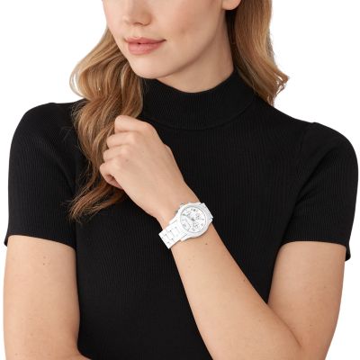 Michael Kors Runway Chronograph White-Coated Stainless Steel Watch