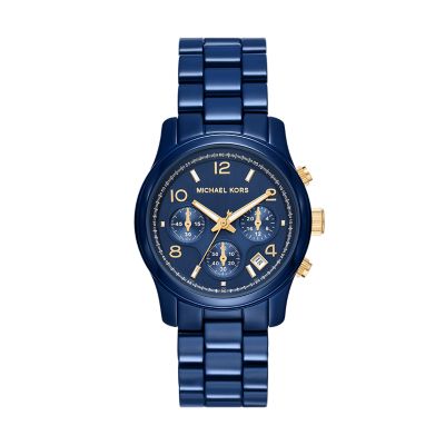 Michael Kors Runway Chronograph Navy-Coated Stainless Steel Watch - MK7332  - Watch Station