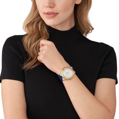 Michael Kors Lennox Three-Hand Navy Silicone Watch - MK7333