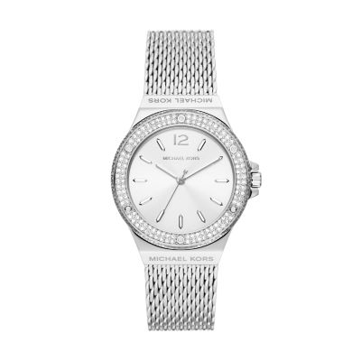 Michael Kors Women's Lennox Three-Hand Stainless Steel Mesh Watch - Silver