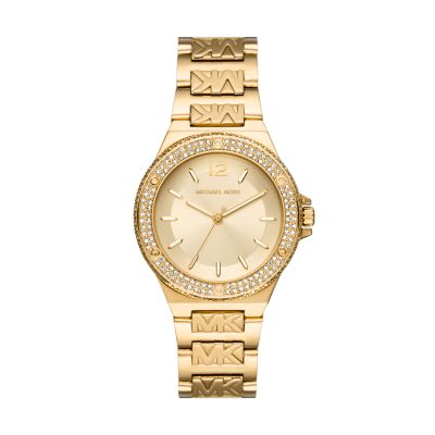 Michael Kors Lennox Three-Hand Gold-Tone Stainless Steel Mesh