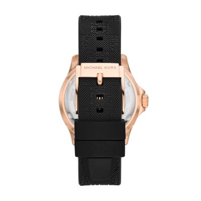 Michael Kors Everest Three-Hand Black Silicone Watch - MK7358