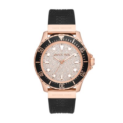 Michael Kors Everest Three-Hand Black Silicone Watch - MK7358