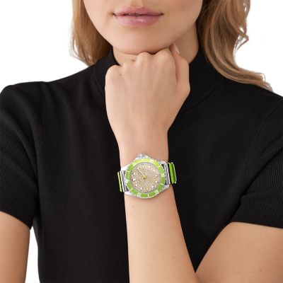 Michael kors women's watch deals green face