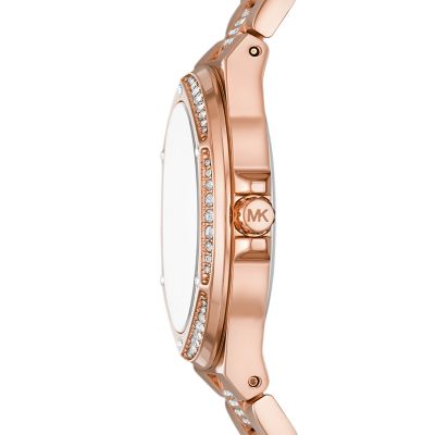 Michael Kors Lennox Three-Hand Rose Gold-Tone Stainless Steel