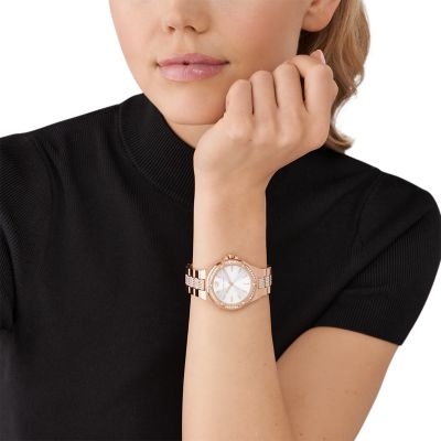 Michael Kors Lennox Three-Hand Rose Gold-Tone Stainless Steel