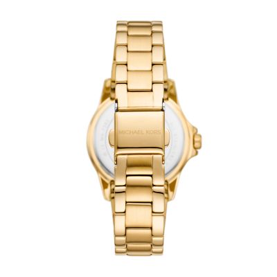 Michael Kors Everest Three-Hand Gold-Tone Stainless Steel Watch 