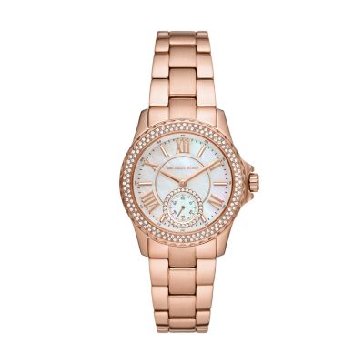 Michael Kors Everest Three-Hand Rose Gold-Tone Stainless Steel Watch