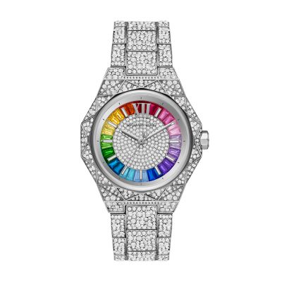 Michael Kors Raquel Three-Hand Pavé Stainless Steel Limited