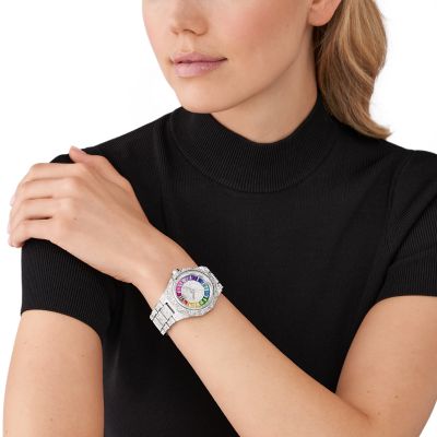 Michael kors clearance rainbow pave watch