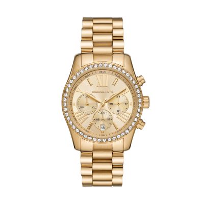 Michael Kors Lexington Lux Chronograph Gold-Tone Stainless Steel