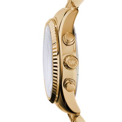 MICHAEL KORS 腕時計 gold×ラインストーン Michael Kors Lexington Chronograph Gold-Tone Stainless Steel
