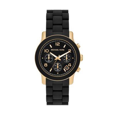 Michael kors watch black best sale rose gold