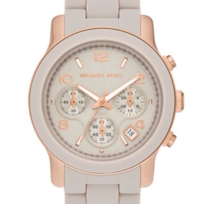 Michael Kors Uhr Chronograph Runway Edelstahl Silikon roségoldfarben taupe