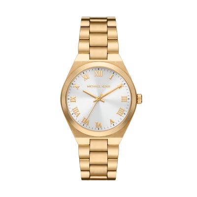 Michael Kors Lennox Three-Hand Gold-Tone Stainless Steel Watch