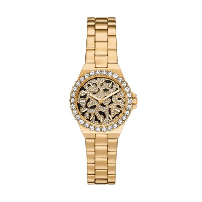 Michael Kors Women's Lennox Three-Hand Gold-Tone Stainless Steel Watch - Gold
