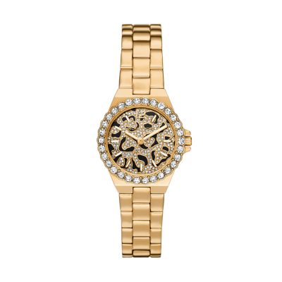 Michael Kors Lennox Three-Hand Gold-Tone Stainless Steel Watch