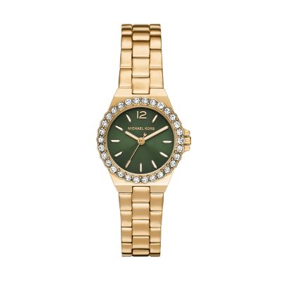 Michael Kors Lennox Three-Hand Gold-Tone Stainless Steel Watch