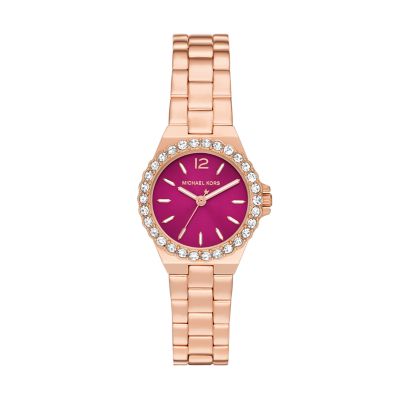 Michael Kors Lennox Three-Hand Rose Gold-Tone Stainless Steel Watch