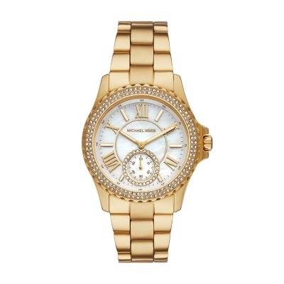 Michael Kors Everest Three-Hand Gold-Tone Stainless Steel Watch