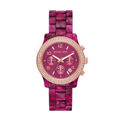 Michael Kors Runway Chronograph Fuchsia Tort Acetate Watch