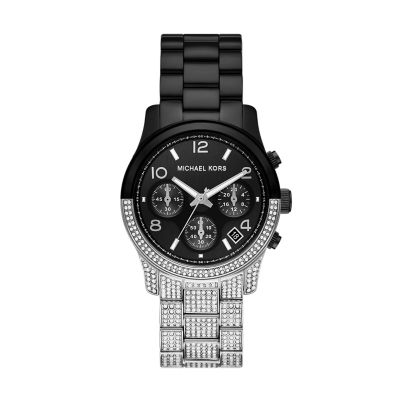 Michael Kors Women's Runway Chronograph Two-Tone Stainless Steel Watch - Black / Silver