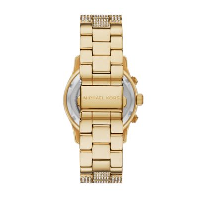 Michael Kors Runway Chronograph Gold-Tone Stainless Steel Watch 